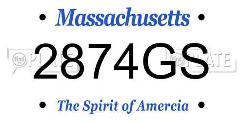 2874GS Massachusetts License Plate