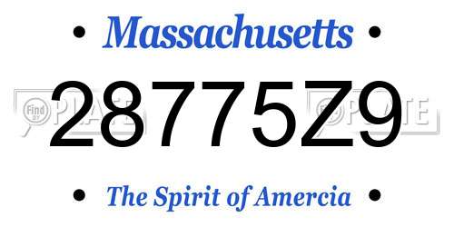 28775Z9 Massachusetts License Plate