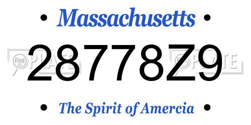 28778Z9 Massachusetts License Plate