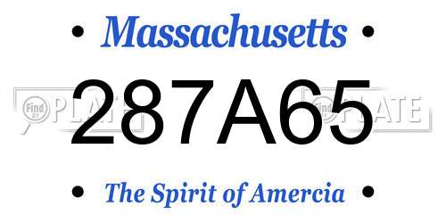 287A65 Massachusetts License Plate