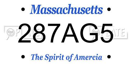 287AG5 Massachusetts License Plate