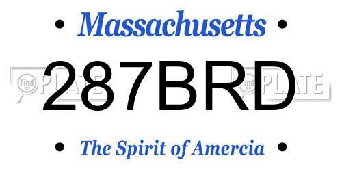 287BRD Massachusetts License Plate
