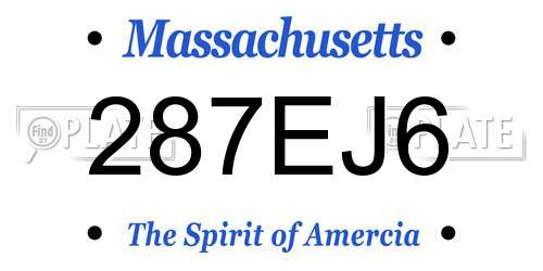 287EJ6 Massachusetts License Plate