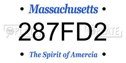 287FD2 Massachusetts License Plate