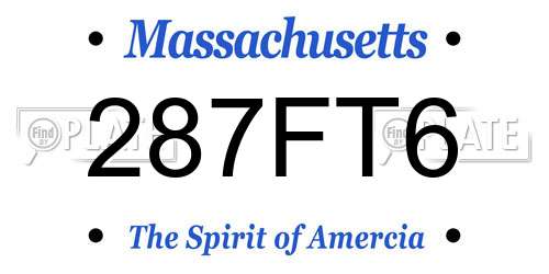 287FT6 Massachusetts License Plate