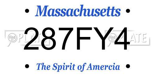 287FY4 Massachusetts License Plate