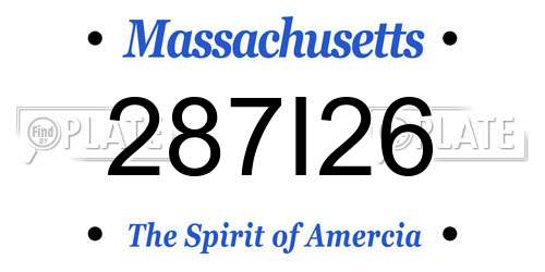 287I26 Massachusetts License Plate