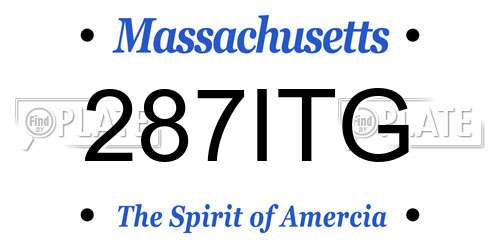 287ITG Massachusetts License Plate
