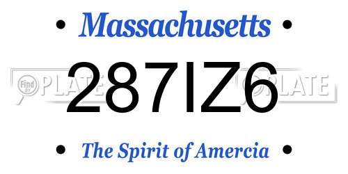 287IZ6 Massachusetts License Plate
