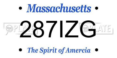 287IZG Massachusetts License Plate