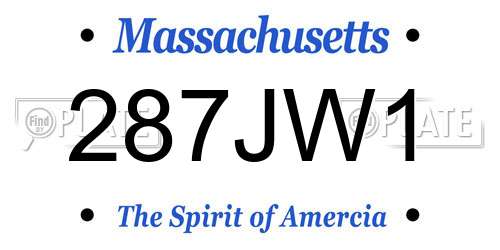 287JW1 Massachusetts License Plate