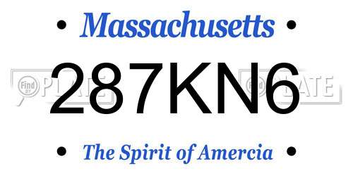 287KN6 Massachusetts License Plate