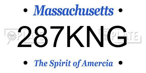 287KNG Massachusetts License Plate