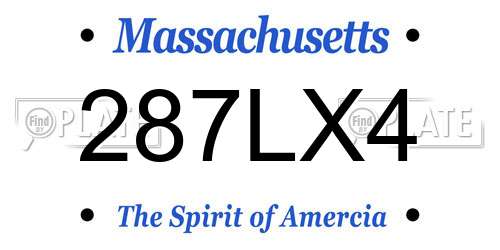 287LX4 Massachusetts License Plate