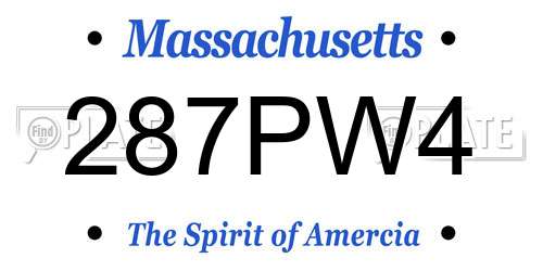287PW4 Massachusetts License Plate