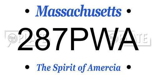 287PWA Massachusetts License Plate
