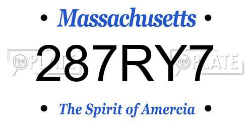 287RY7 Massachusetts License Plate