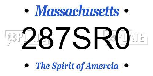 287SR0 Massachusetts License Plate
