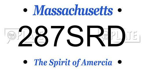 287SRD Massachusetts License Plate