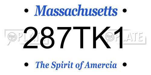 287TK1 Massachusetts License Plate