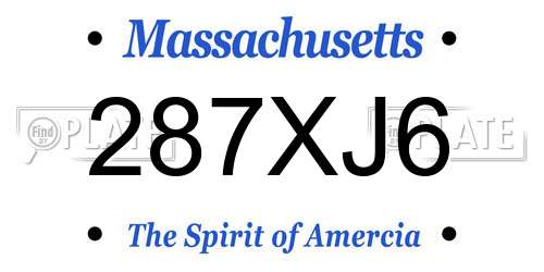 287XJ6 Massachusetts License Plate