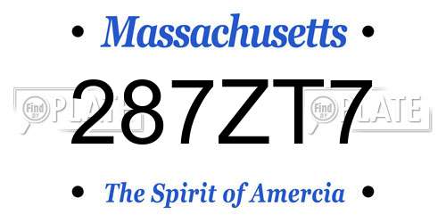 287ZT7 Massachusetts License Plate
