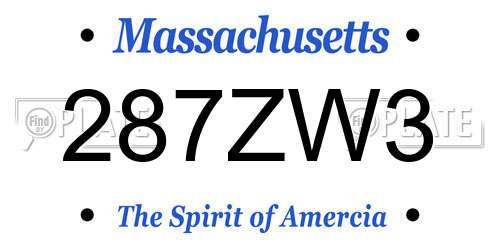 287ZW3 Massachusetts License Plate