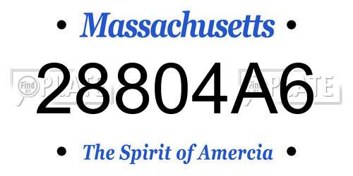 28804A6 Massachusetts License Plate