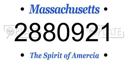 2880921 Massachusetts License Plate