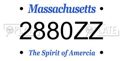 2880ZZ Massachusetts License Plate
