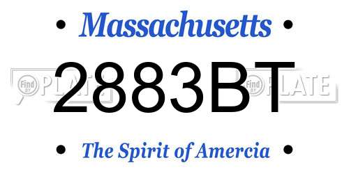 2883BT Massachusetts License Plate