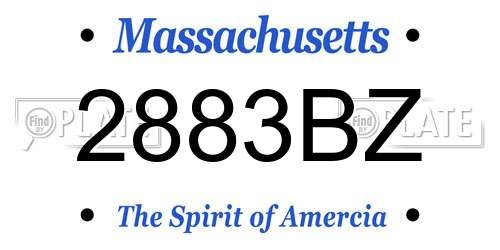2883BZ Massachusetts License Plate