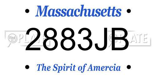 2883JB Massachusetts License Plate