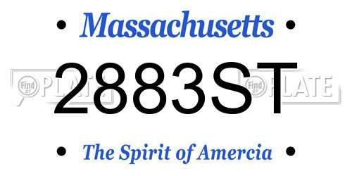 2883ST Massachusetts License Plate