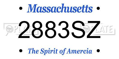2883SZ Massachusetts License Plate