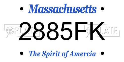 2885FK Massachusetts License Plate