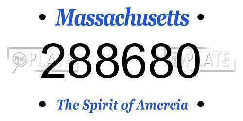 288680 Massachusetts License Plate