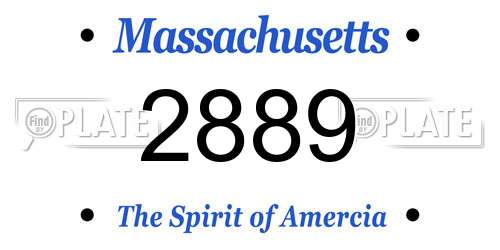 2889 Massachusetts License Plate