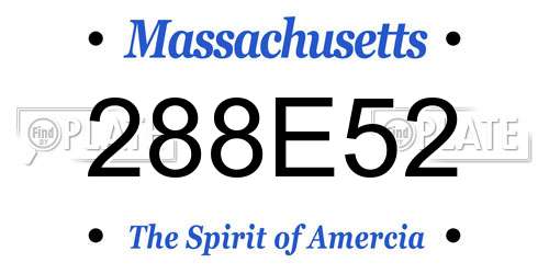 288E52 Massachusetts License Plate