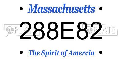 288E82 Massachusetts License Plate