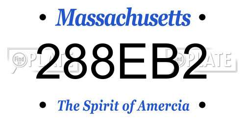 288EB2 Massachusetts License Plate