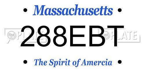288EBT Massachusetts License Plate