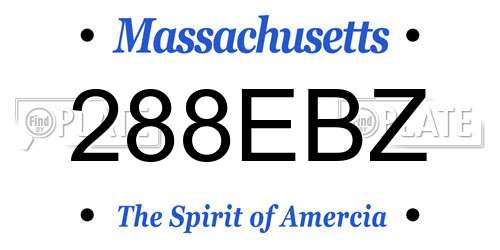 288EBZ Massachusetts License Plate