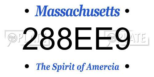 288EE9 Massachusetts License Plate