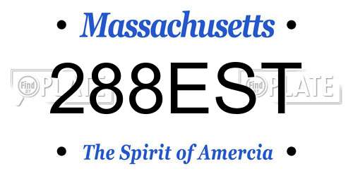 288EST Massachusetts License Plate