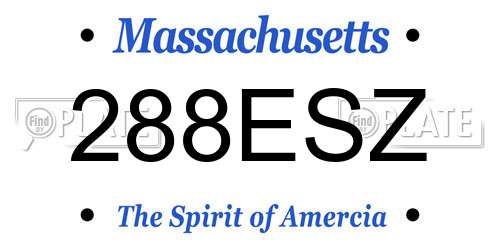 288ESZ Massachusetts License Plate