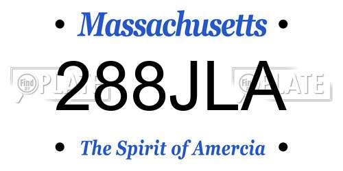 288JLA Massachusetts License Plate