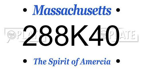 288K40 Massachusetts License Plate