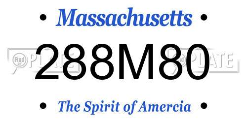 288M80 Massachusetts License Plate
