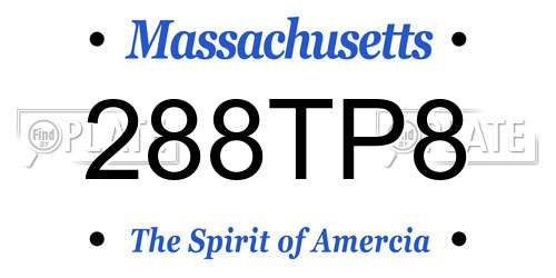 288TP8 Massachusetts License Plate